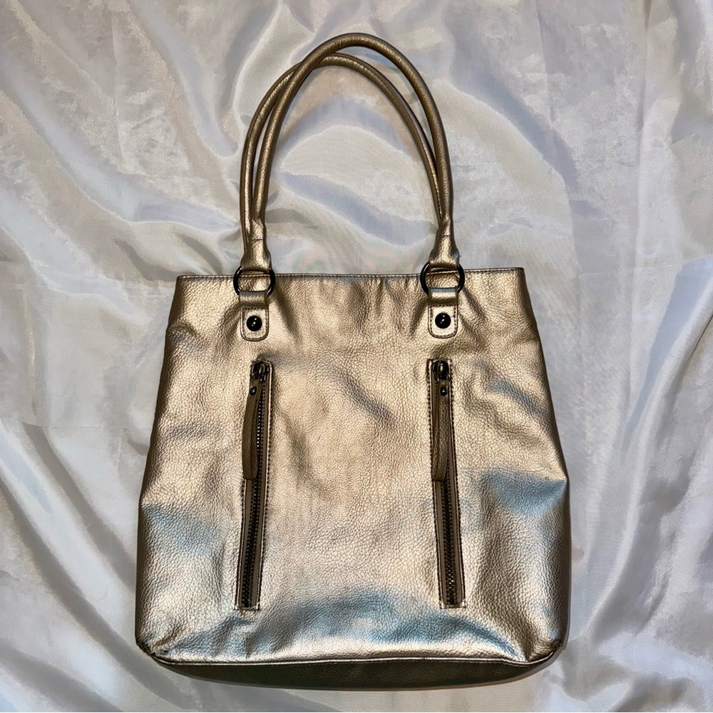 Metallic Gold Women's Large Shoulder Tote Bag by‎ LP Blue Inea Pels - Picture 4 of 14